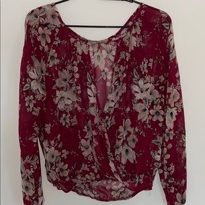 WINE RED FLORAL TOP